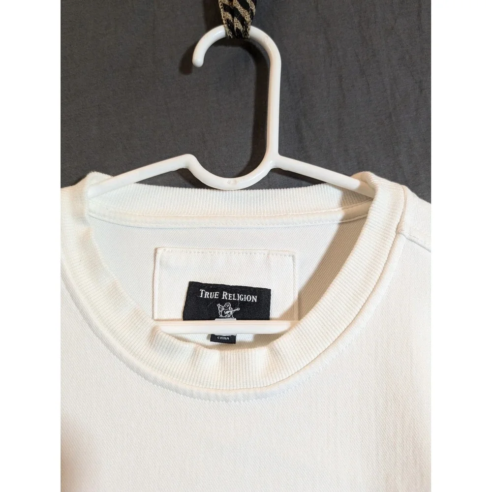 True Religion Sweatshirt Mens‎ XL White Crewneck Long Sleeve Pocket Pullover Top